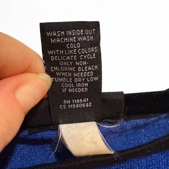 Lane Bryant Blue & Black Striped Long Sleeve Sweater Top - Picture 3 of 6